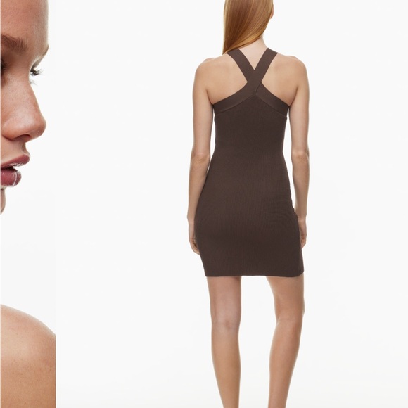 Aritzia SCULPT KNIT CRISS CROSS DRESS
Color: RICH MOCHA BROWN
Size: XS - Picture 3 of 3